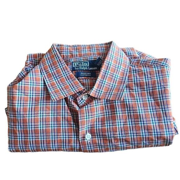 Polo Ralph Lauren mens Sz XL burn orange plaid Bradford custom fit button up shi - Picture 1 of 6